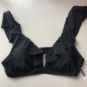 Black ruffled bikini top
